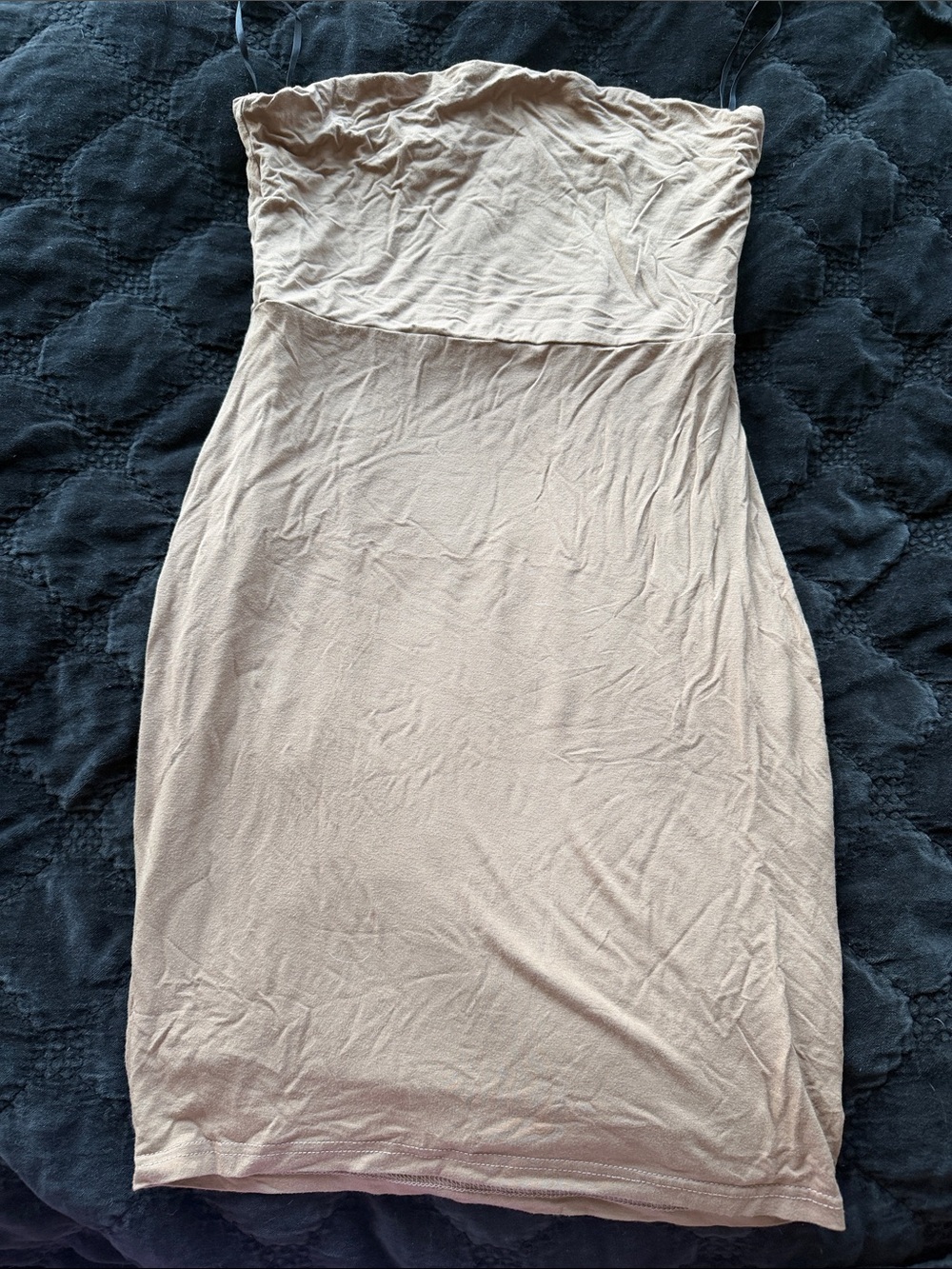 Strapless double lined Bodycon Dress in Light Beige
